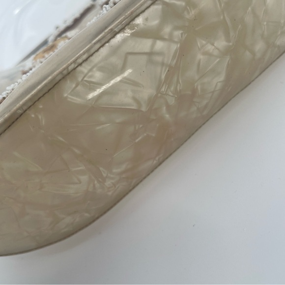 Vintage Lucite Handle Clear Plastic 40s/50s Handbag With Flowers & Beads - Picture 2 of 12